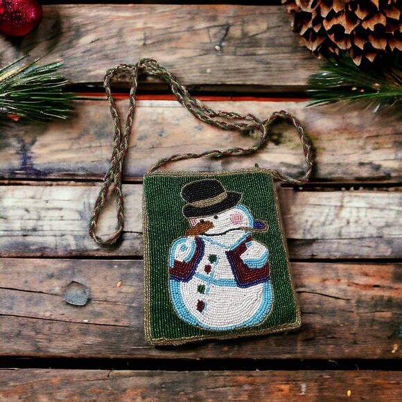 C. Marie Handbags - C. Marie Snowman Purse Crossbody Beaded Bag Festive Christmas Holiday Nostalgic